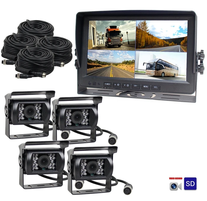 SMALUCK AHD 9 дюймов Сплит QUAD Автомобильный Монитор 960P AHD IR ночное видение камера заднего вида Водонепроницаемая с SD картой видео запись