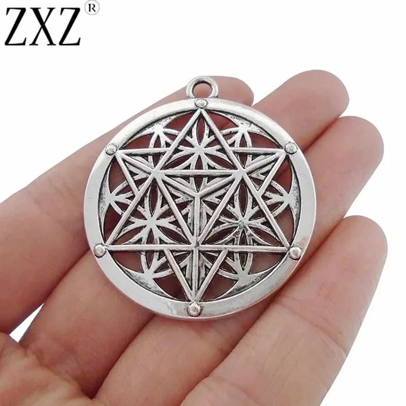 ZXZ 5 шт. античный серебряный тон большой цветок жизни Меркаба медитации круглый круговые Подвески для изготовления ювелирных изделий Выводы
