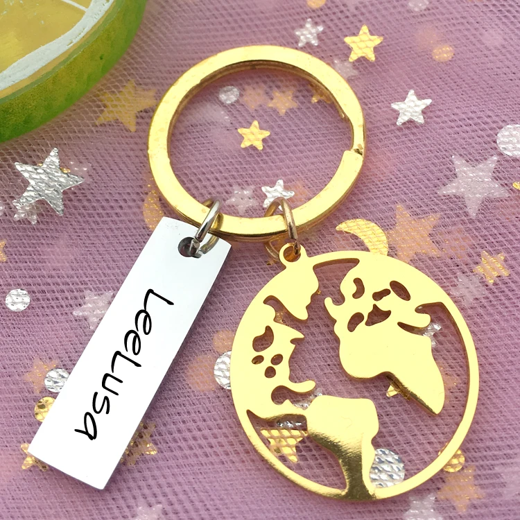 Custom name выдалбливают карта мира брелок вы мой мир для ключей ювелирные украшения