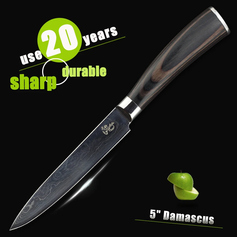 HAOYE 5 &quotдюймовый дамасский Универсальный нож кухонные ножи шеф повара японского