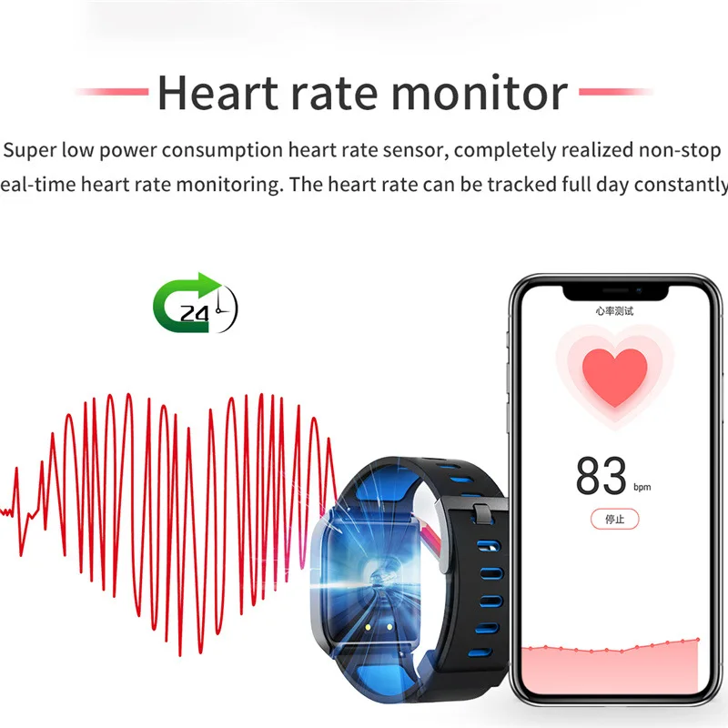 Смарт-браслет с сердечным ритмом IP68 водонепроницаемый спортивный фитнес-браслет