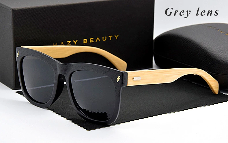 Grey lens Для женщин бамбука солнцезащитные очки личности Для мужчин Деревянный ног поляризованных солнцезащитных очков покрытие линз зеркало очки Óculos De Sol UV400 - Цвет линз: Grey lens