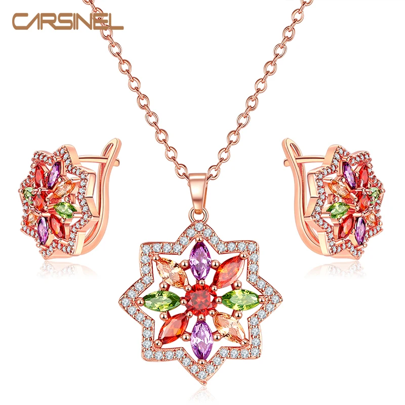 CARSINEL 2017 роскошные наборы ювелирных изделий из розового золота с цветами для
