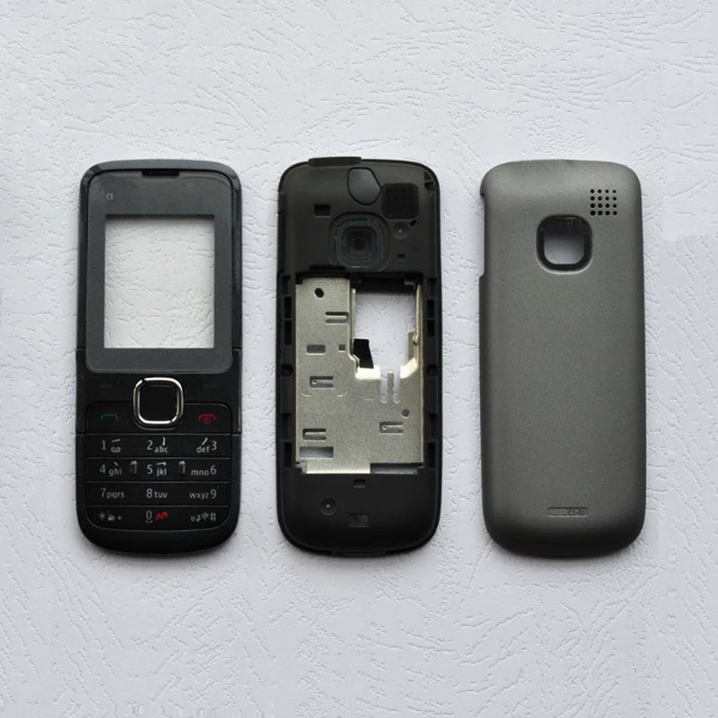 ZUGZUC для Nokia C1-01 полный корпус задняя крышка+ средняя рамка+ клавиатура+ логотип