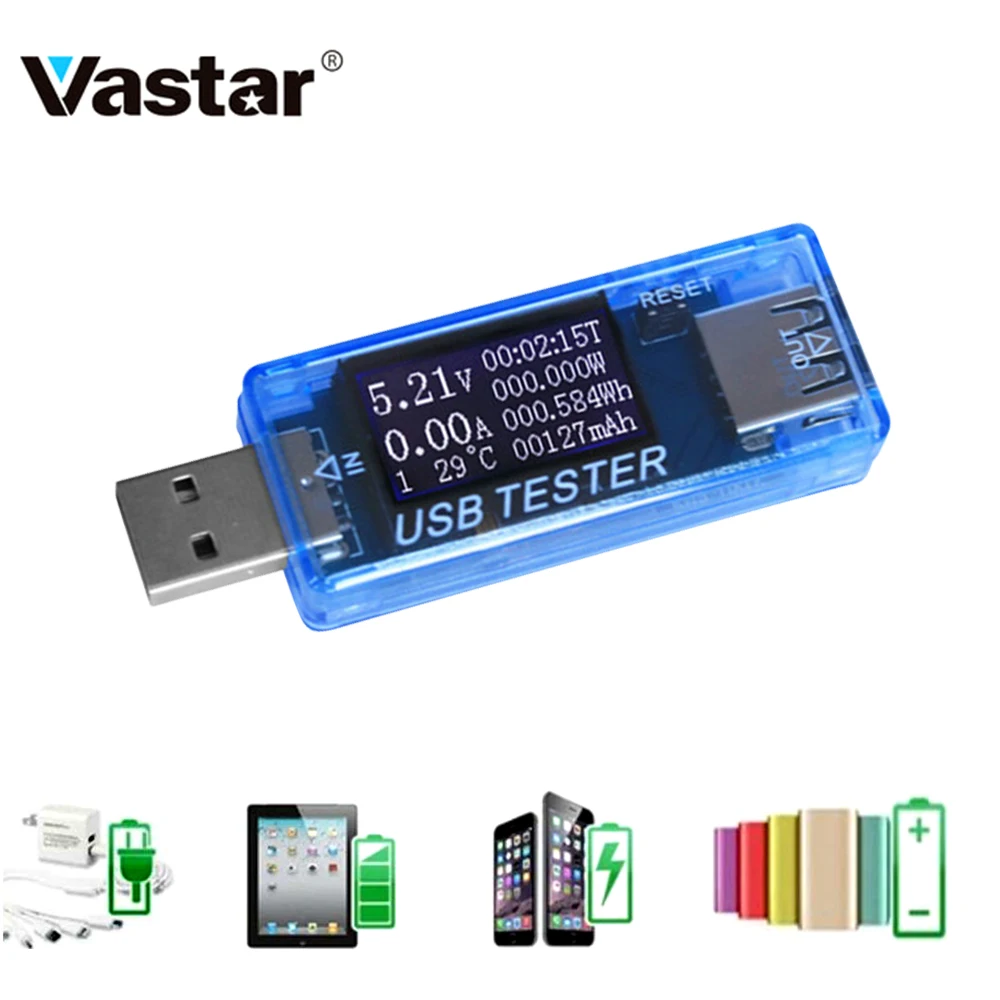 Vastar USB DC батарея тестер Цифровой вольтметр Amperimetro измеритель напряжения тока