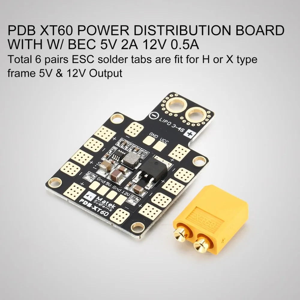 PDB XT60 Drone Lipo 3 4S Мощность распределительный щит с W/ BEC 5В 2A 12V 0.5A для трутеня