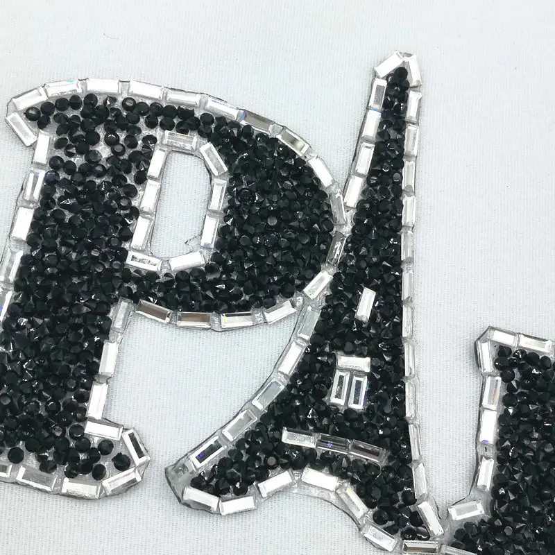 Блестящие нашивки Стразы с вышивкой буквенным принтом модные блестками для