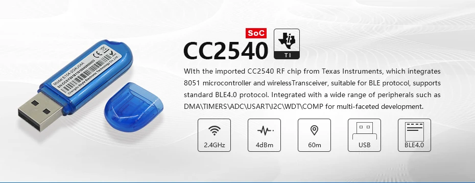 E104-2G4U04A CC2540 Bluetooth модуль USB интерфейс Tranceiver BLE4.0 беспроводной модуль высокая производительность PCB бортовой антенны