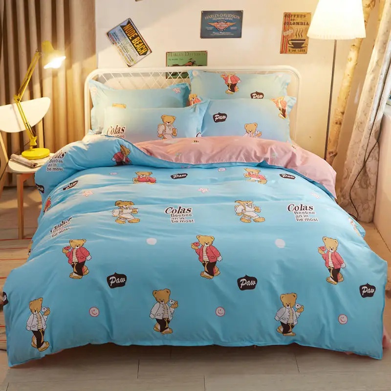 Solstice Home Textile 2018 Fashion Print Plaid Skin Comfortable Bedclothes Quilt Cover Pillowcase Bedding 3/4pcs | Дом и сад
