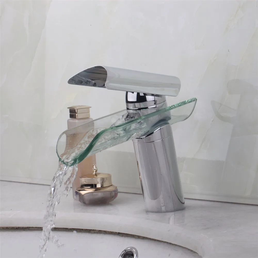 Новый стеклянный кран с водопадом смеситель для ванной комнаты одной ручкой