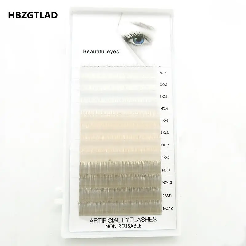 HBZGTLAD C/D 0,07/0,1 мм 8-15 мм Ложные ресницы синий+ зеленый+ фиолетовый+ серый ресницы индивидуальные цветные ресницы из искусственной кожи, ресниц для наращивания