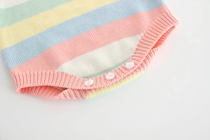 Knitted Baby Clothes Rainbow Newborn Rompers for Girls Cotton Sleeveless Infant Jumpsuit Boys Romper Overalls | Мать и ребенок