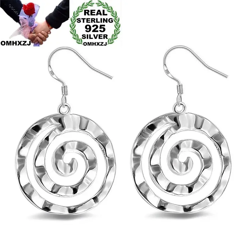 OMHXZJ Wholesale Personality Fashion OL Woman Girl Party Wedding White Hollowed Round 925 Sterling Silver Earrings YE281 | Украшения и