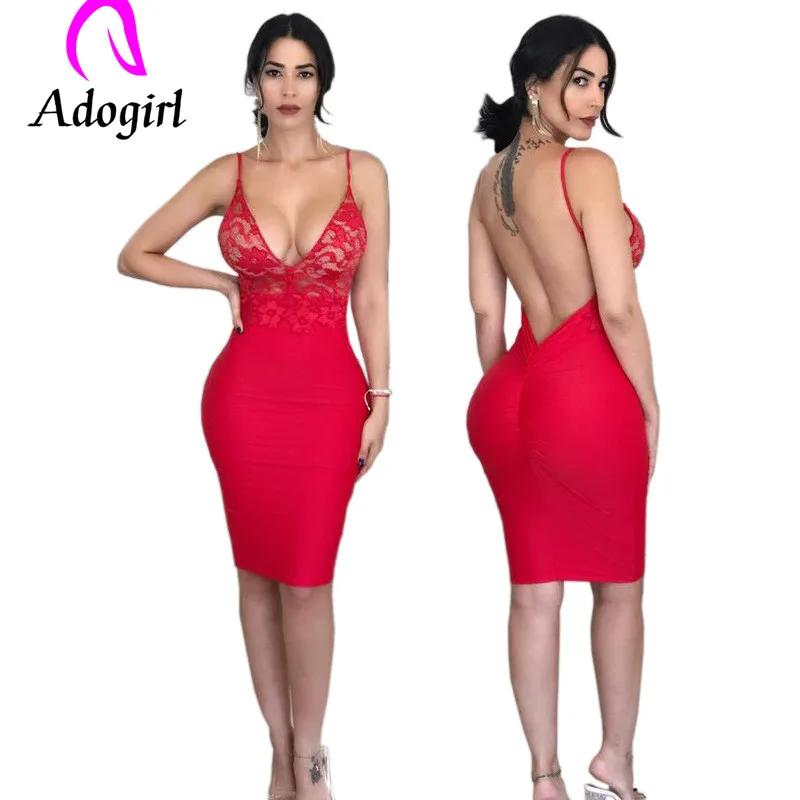 Женское сексуальное прозрачное кружевное платье Adogirl элегантное облегающее на
