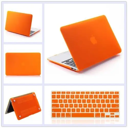 2в1 прозрачный/матовый защитный чехол для Macbook Air 13,3 11,6 15,4+ силиконовый чехол для клавиатуры 11 13 15 с сенсорной панелью - Цвет: matte orange