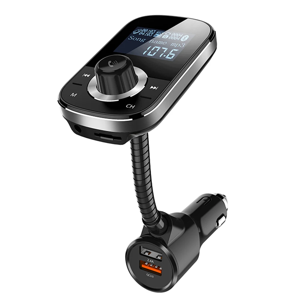 Черный 1,5 ''Bluetooth передатчик автомобильный MP3 Qc3.0 Bluetooth Автомобильный Bluetooth плеер аудио FM передатчик с AUX сигаретное зарядное устройство HY90 - Название цвета: Черный