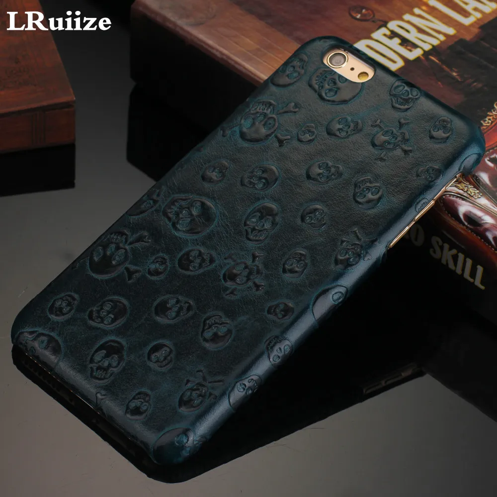 LRuiize натуральная коровья кожа Тонкий чехол для iPhone 8 7 6s/Plus 5S SE 3D чехол Ужасы пираты черепа чехол для телефона s