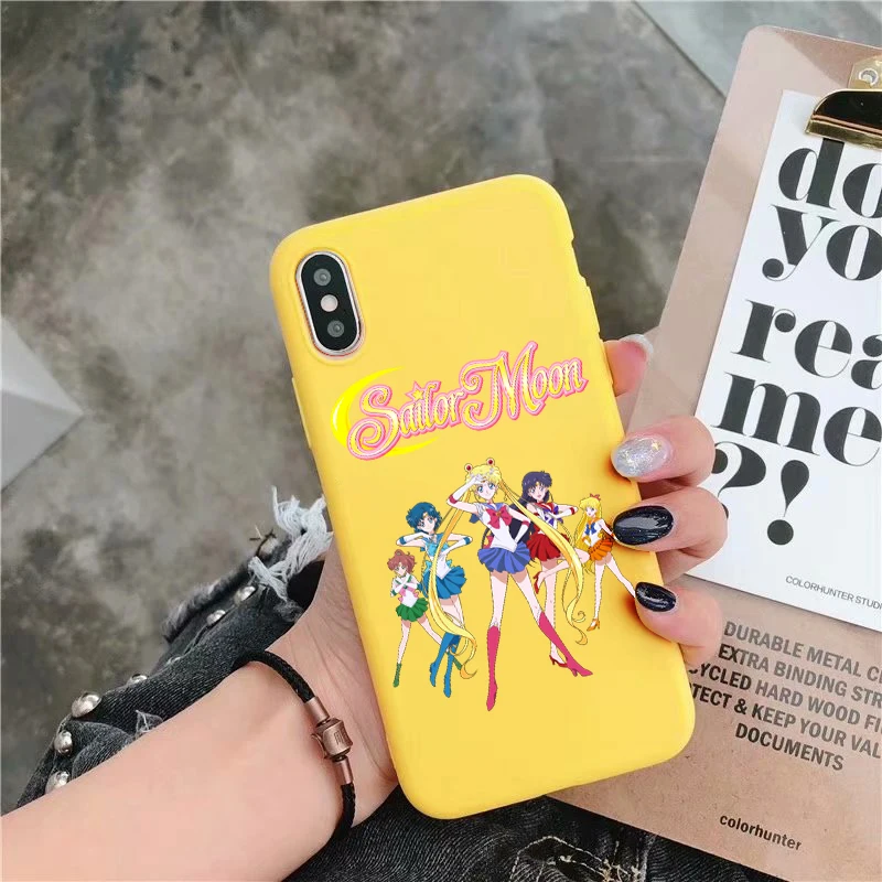Sailor moon Аниме мягкий силиконовый карамельный цвет чехол для мобильного телефона чехол для iPhone X XR XS MAX 6 7 8 plus 6s лучший дизайн корпуса