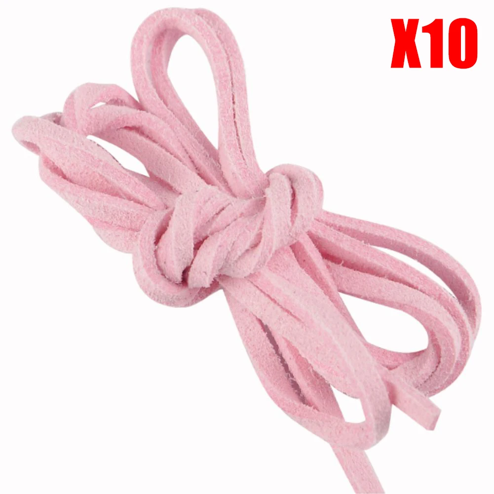 Pink 10 шт.(100 см/шт.) 3 мм плоская Искусственная Замша корейский бархат кожа шнур веревка нить кружевные украшения фурнитура для Чокер "сделай сам" ожерелье - Цвет: Pink