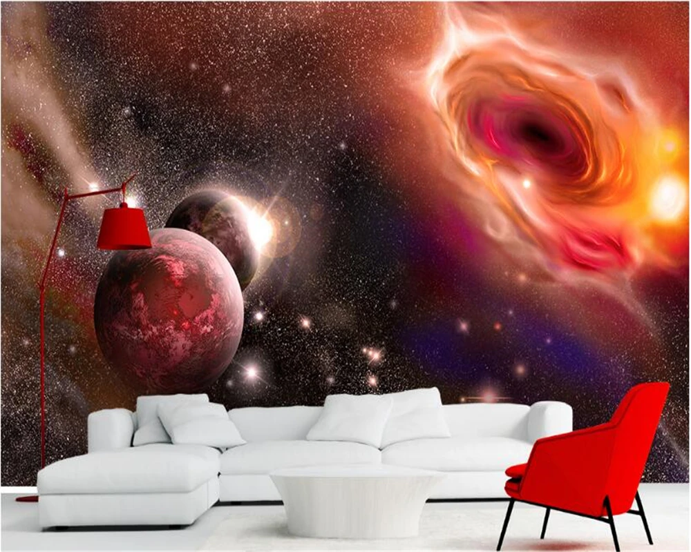 Красивые обои для стен 3 d Фэнтези Вселенная Звезды планеты галактика телевизор