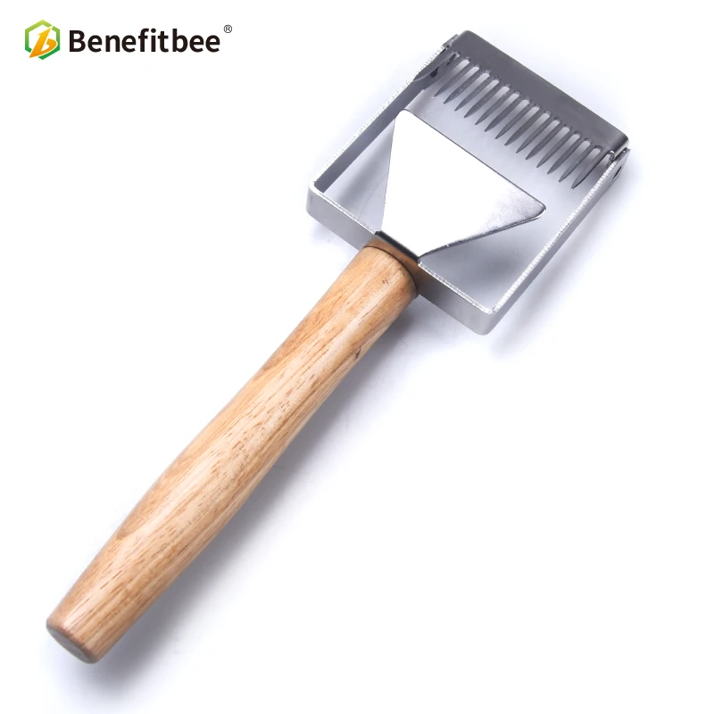 honey scraper fork Benefitbee вилка для снятия укупорки, железная медовая расческа, скребок для меда, деревянная ручка, инструмент для пчеловодства, оборудование, вилка для снятия укупорки - Цвет: honey scraper fork