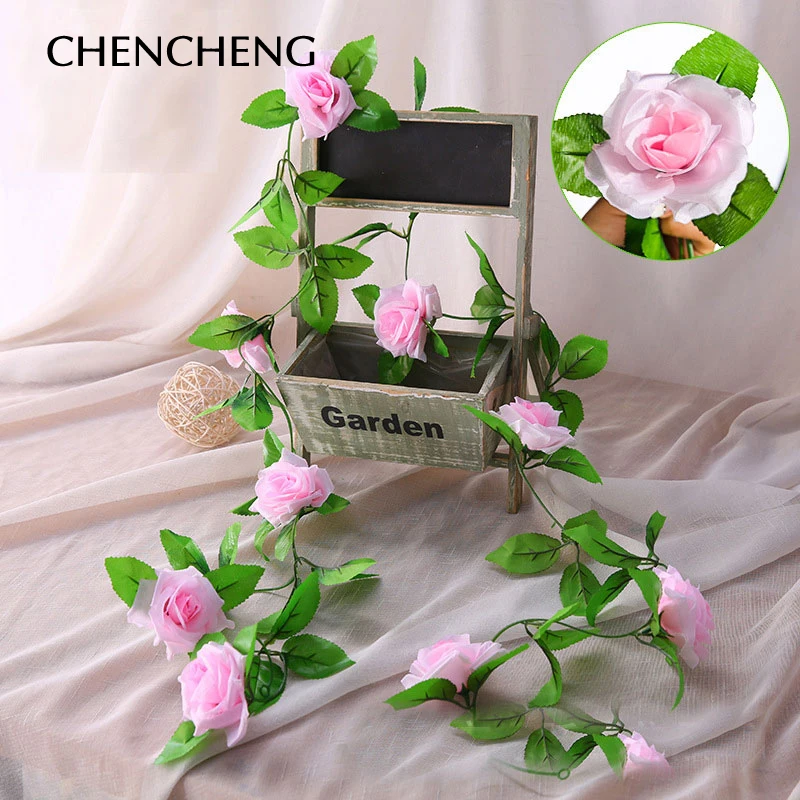 CHENCHENG 250 см искусственные розы из шелка Плющ Vine настенные Искусственные цветы с