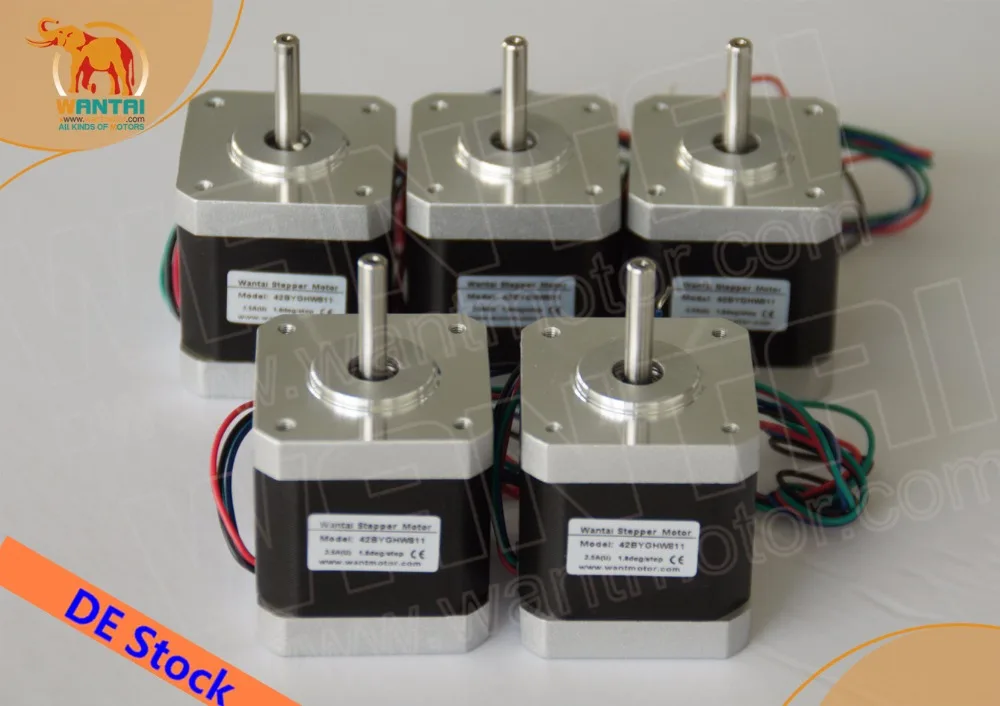 [EU FREE & DE Stock]Wantai 5PCS Nema 17 шаговый двигатель 42BYGHW811 x (один плоский Вал) 4800g.cm 2.5A CE ISO ROHS