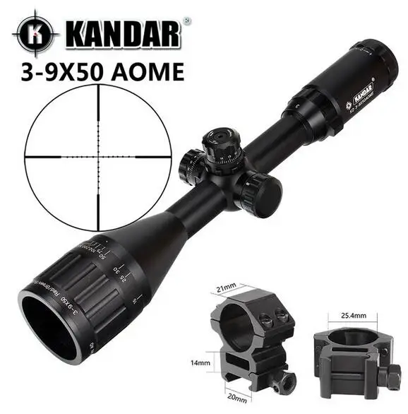 KANDAR 3-9x50 AOE Mil-dot Сетка RifleScope блокировка, сброс полный размер Охотничья винтовка прицел тактический оптический прицел