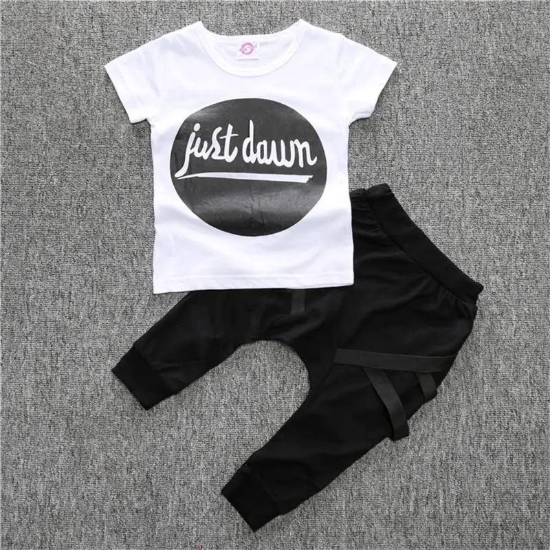 2Pcs Baby Clothes Summer Children Clothing Set Cotton Short Sleeve Striped T-shirt Pants Casual Costume Kids Sport Suit | Детская одежда