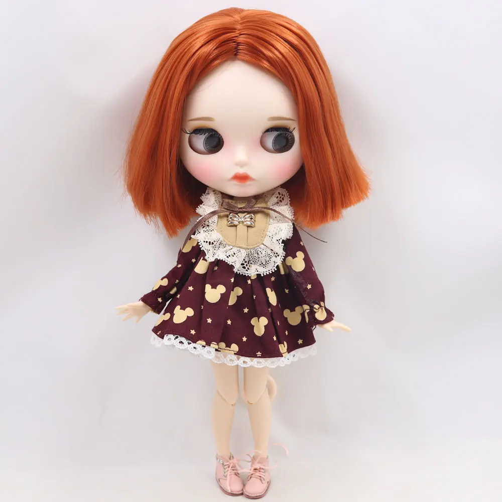 Кукла ICY DBS Blyth No. BL232 красновато коричневые волосы резные губы матовые
