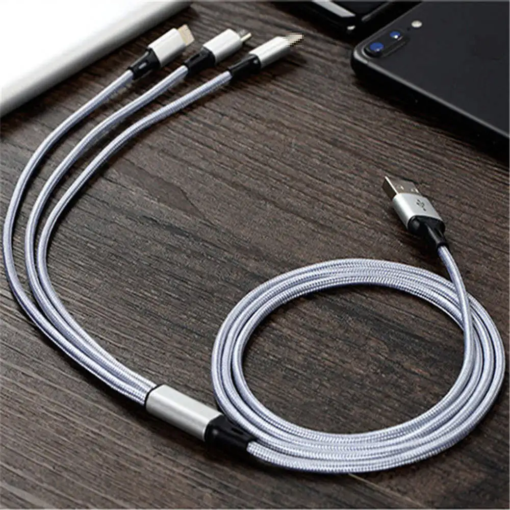 3 в 1 USB кабель для iPhone xs max кабель для быстрой зарядки для Android Micro usb type C type-c 3 в 1 Кабели для мобильных телефонов шнур для зарядки