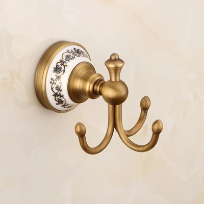 Clothes Hook Античные аксессуары для ванной комнаты, латунный держатель для туалетной бумаги, держатель для полотенец, кольцо, настенный набор для ванной - Цвет: Clothes Hook