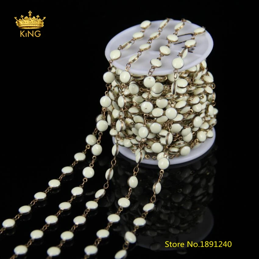 5 метров кремово белые розальные цепочки Howlite в форме монет покрытые проволокой