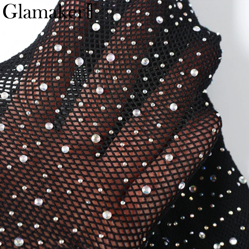 Glamaker, сексуальные сетчатые чулки, стразы, Летние черные чулки, модные колготки, женские, вечерние, Клубные, колготки, нижнее белье, весна