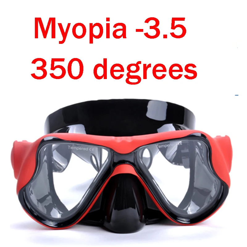 myopia -3.5 350 Акваланг маски для дайвинга оптические близорукие линзы для близорукости силиконовые очки для близоруких очки для чтения - Цвет: myopia -3.5 350