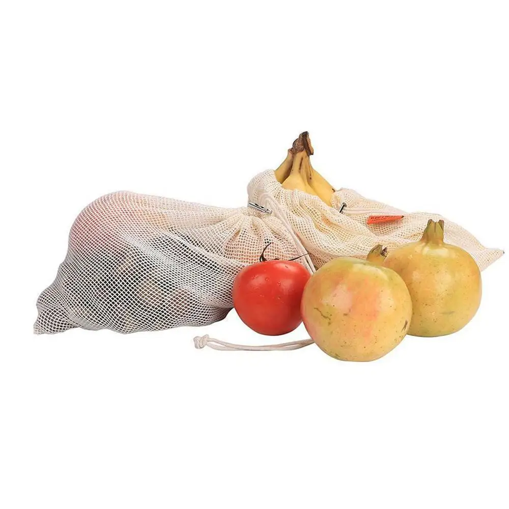 3 шт./партия овощные сумки Экология многоразовые производят хлопковые сетчатые с