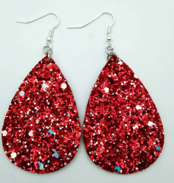 23 New Teardrop PU Leather Earrings Lightweight Leaf Petal Drop Earrings Valentines Day Gift For Women Girls - Окраска металла: 23