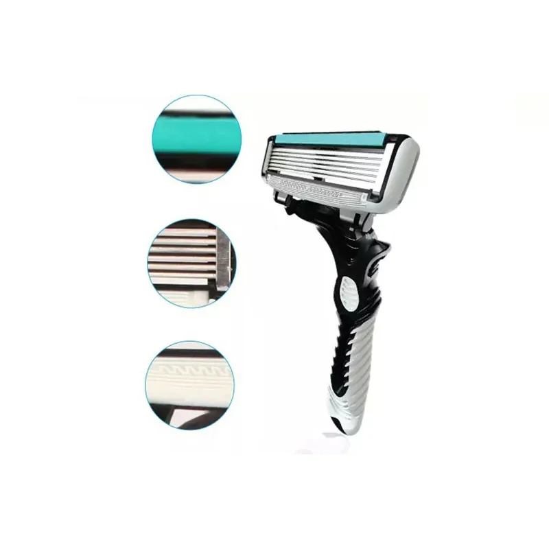 2 шт./лот высококачественные лезвия для бритвы мужчин 6 слоев кассеты бритвенное