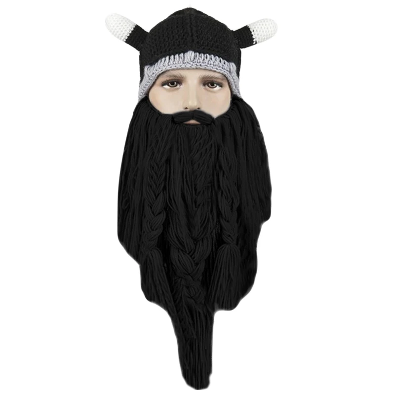 Мужские варварские Vagabond Viking Beanie Horn шапки женские ручной работы зимние теплые