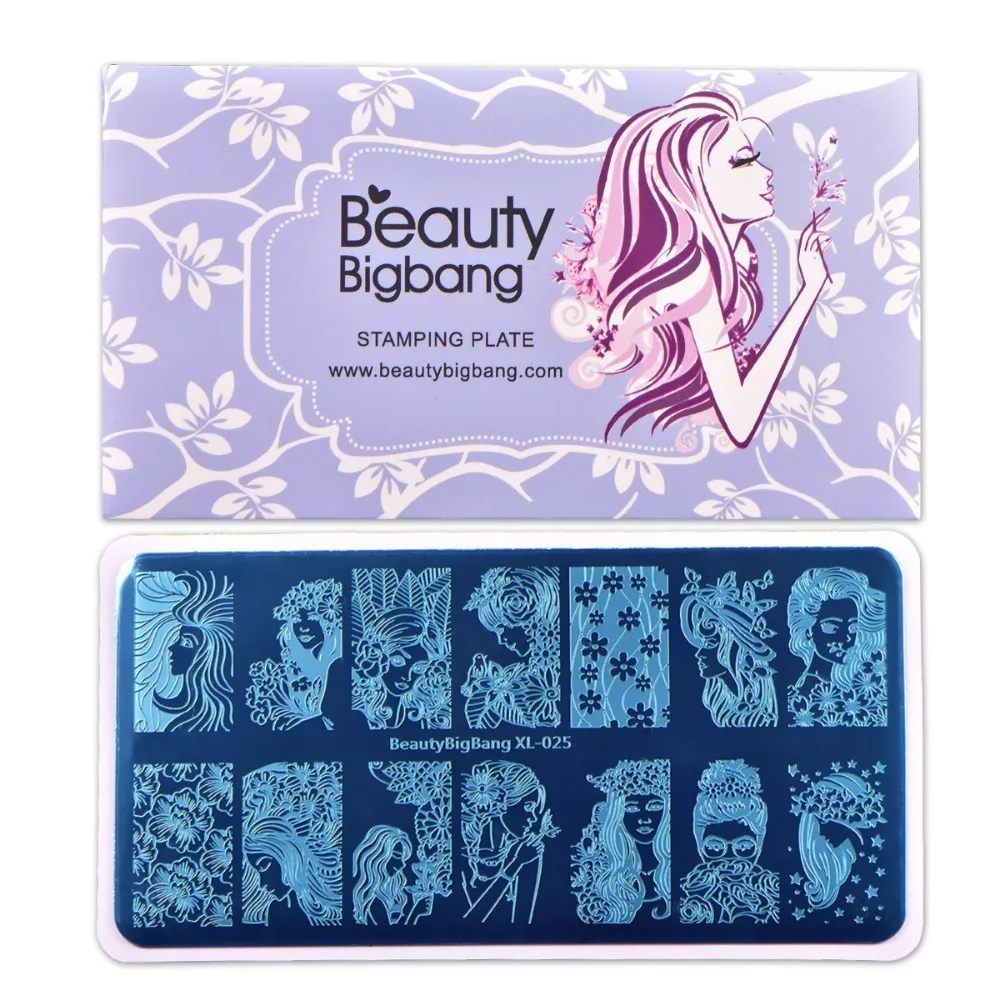 BBB XL-025 BeautyBigBang штамповка для ногтей с геометрическим рисунком Цветочных Элементов шаблон для ногтей пластина прямоугольный трафарет штамп BBB XL-024 - Цвет: BBB XL-025