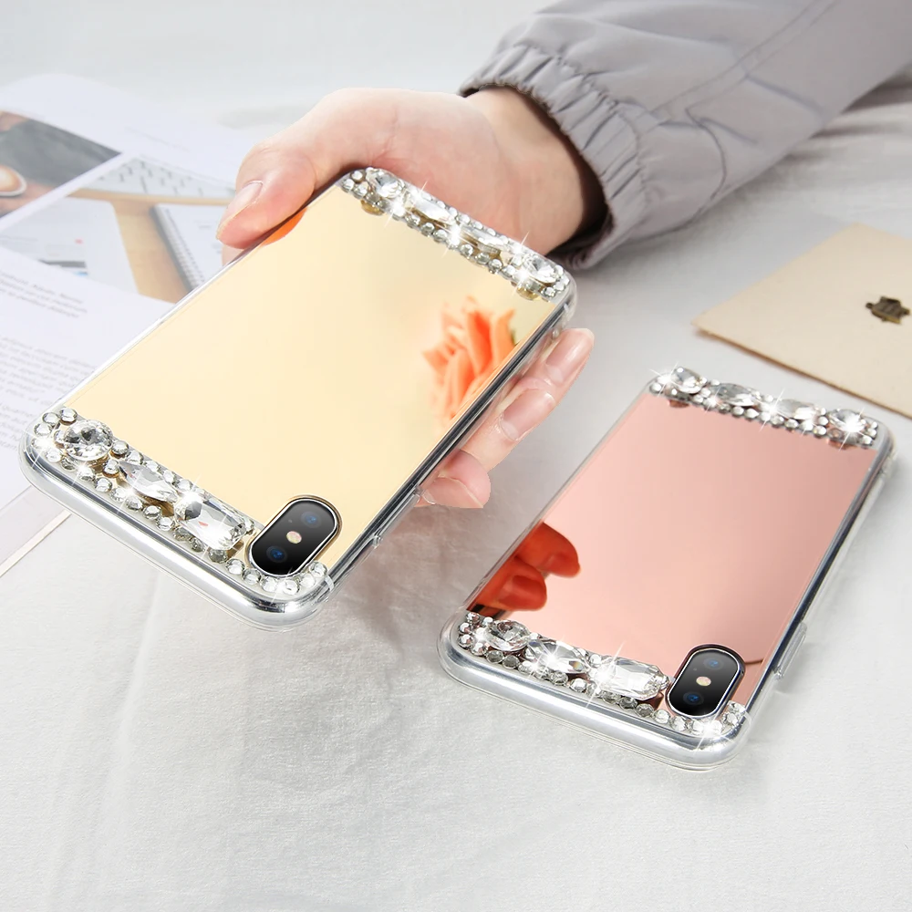 KISSCASE Diamond Mirror Case For iPhone 5 5S SE 6 6S 7 Plus X TPU Fashion Ultra Thin Soft Phone Accessories Cover |