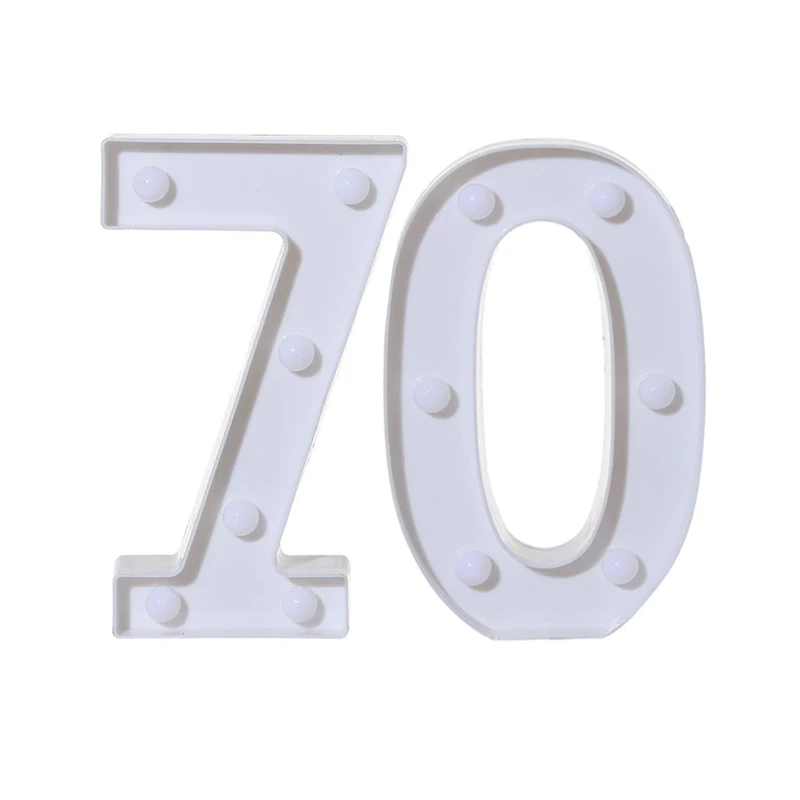 Chicinlife 2 шт для взрослых 30/40/50/60 номер светодиодный строка Ночной светильник лампа с днем рождения Юбилей украшения для праздника вечерние поставки - Цвет: 70