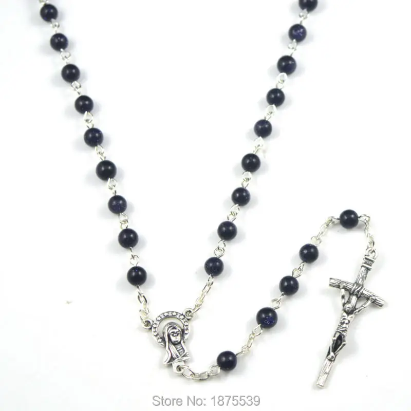 Ожерелье из синего Песочная бусина особая круглая подвеска натурального камня |