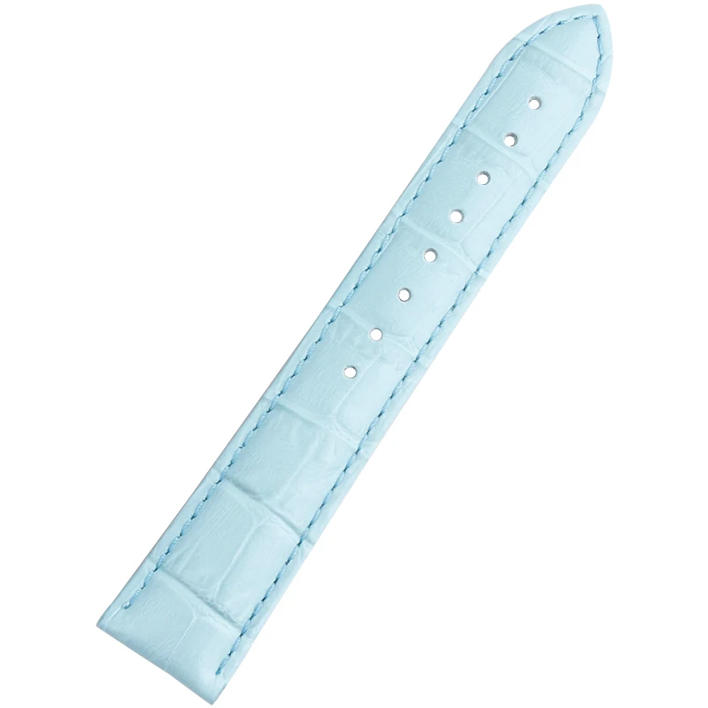 light blue(gold) Ремешок для часов из натуральной коровьей кожи мужские часы женские модные браслет ремешок браслет 16 мм 18 мм 20 мм 22 мм - Цвет ремешка: light blue(gold)
