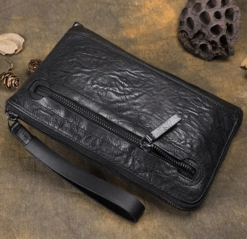 Мужской многофункциональный кошелек органайзер из натуральной кожи с ремешком