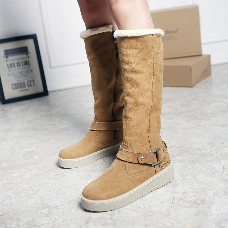 Teahoo/женские зимние сапоги Зимние до колена Теплые женские на искусственном меху