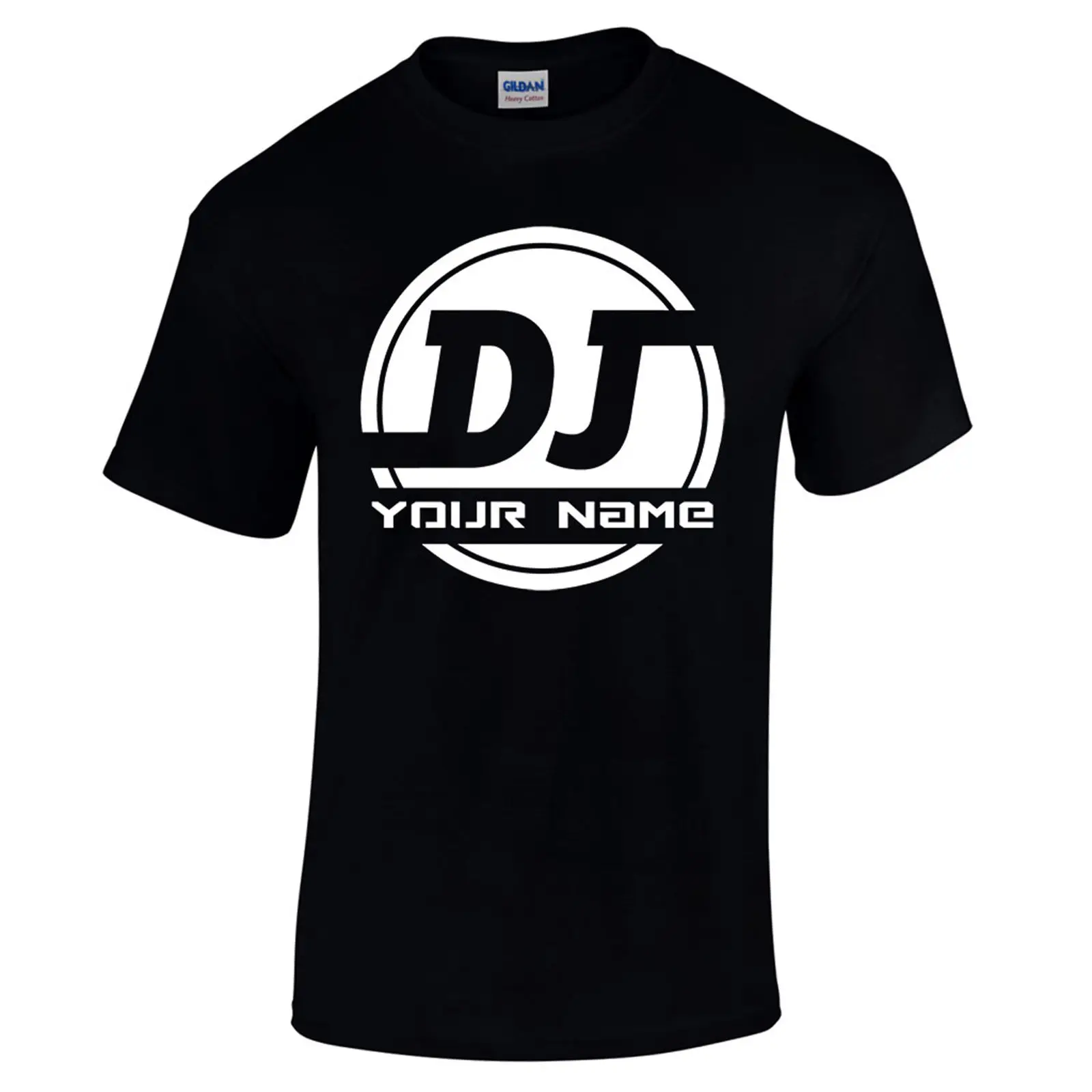 Мужская футболка с логотипом DJ ADD YOUR NAME Rave House Grime D & B Music крутая Повседневная