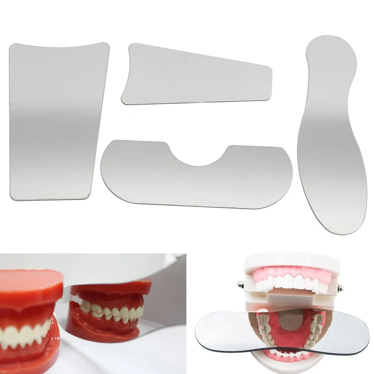 

4pcs/Set Dental Stainless Steel Photography Mirrors Double Side Reflector Orthodontic Intra-oral Mirror Clinic Lab Equipment