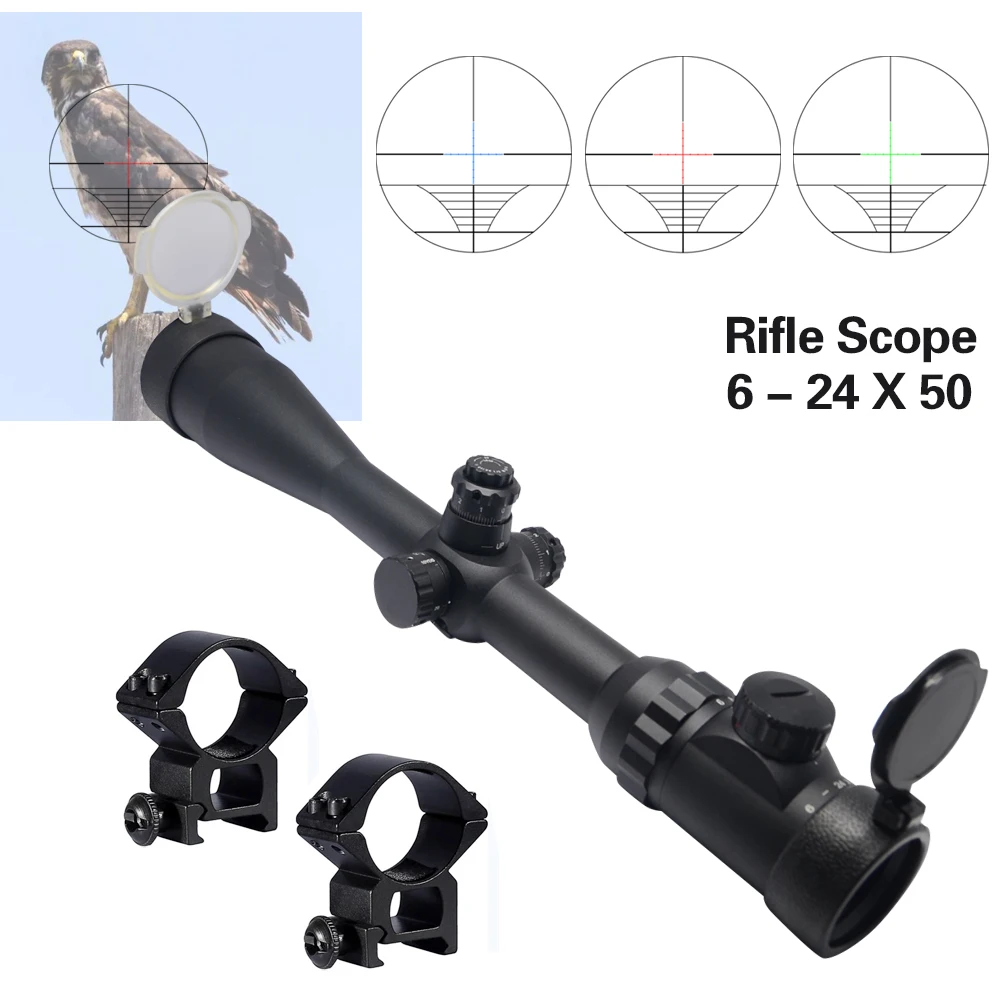 Mcoplus 6 24x50 мм 1/8MOA ИК красный зеленый и синий светящаяся оптика огонь охотничий