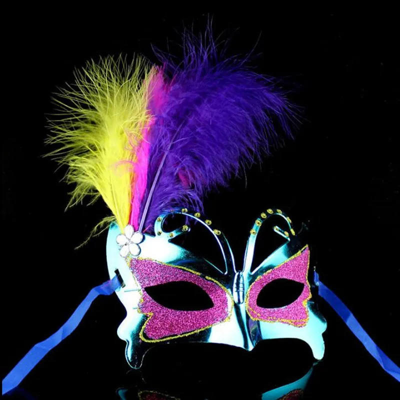 Kids Adults Colorful Feather Butterfly Mask Princess Half Face Ball Masquerade Mardi Gras Party Halloween Christmas|Аксессуары для